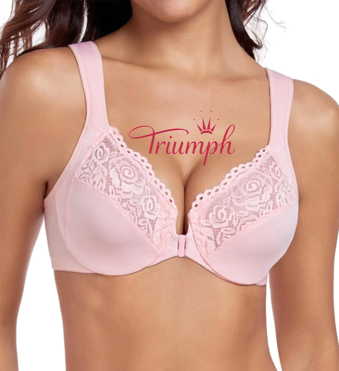 Triumph❣️ (4 броя) Удобен дантелен сутиен с големи размери и флорална бродерия [65A-120H].