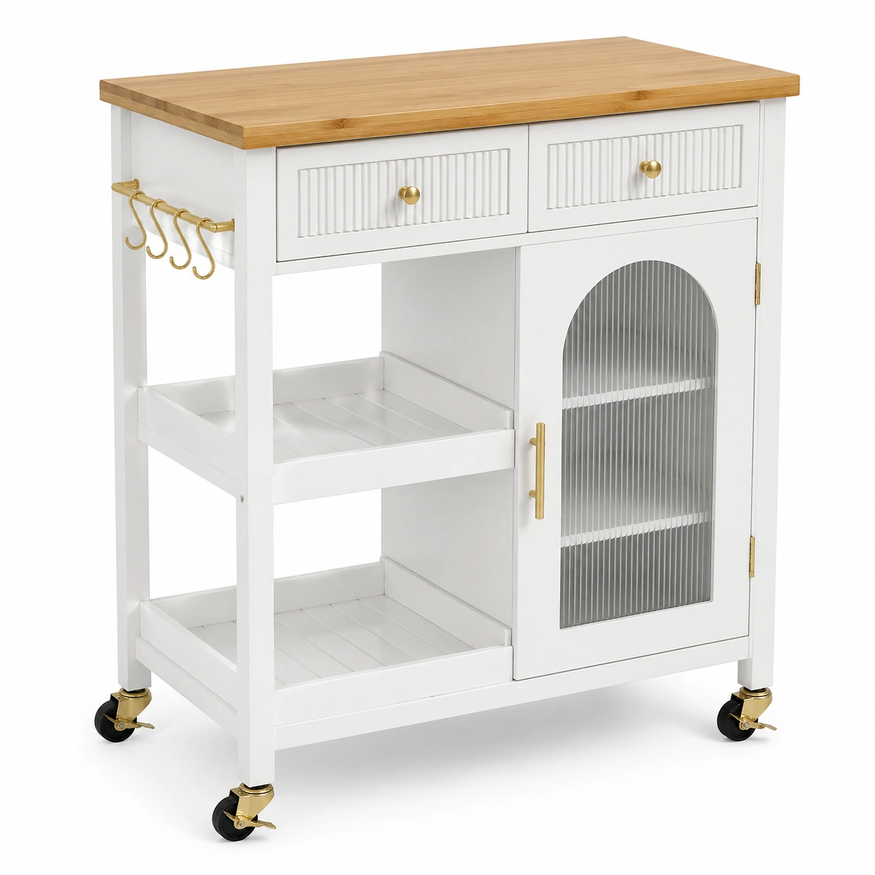 Carrito de cocina multifuncional con encimera de madera y ruedas-orderzivo 