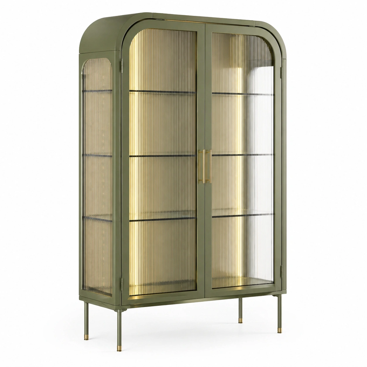 Vitrina metálica con iluminación LED de 2 puertas estilo moderno 80 cm Verde oliva-orderzivo 