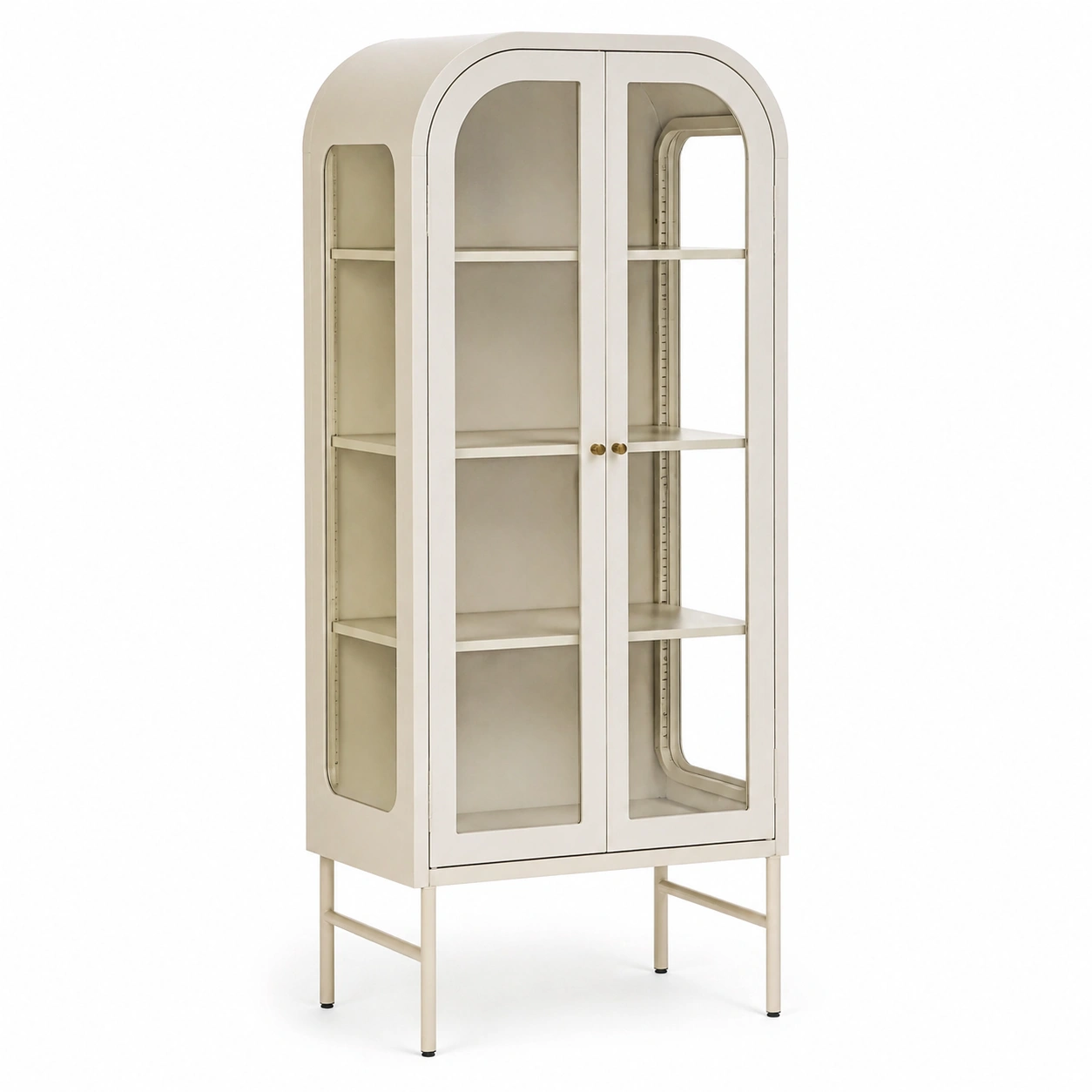 Vitrina metálica con puertas de vidrio y iluminación LED 80 cm Beige-orderzivo 