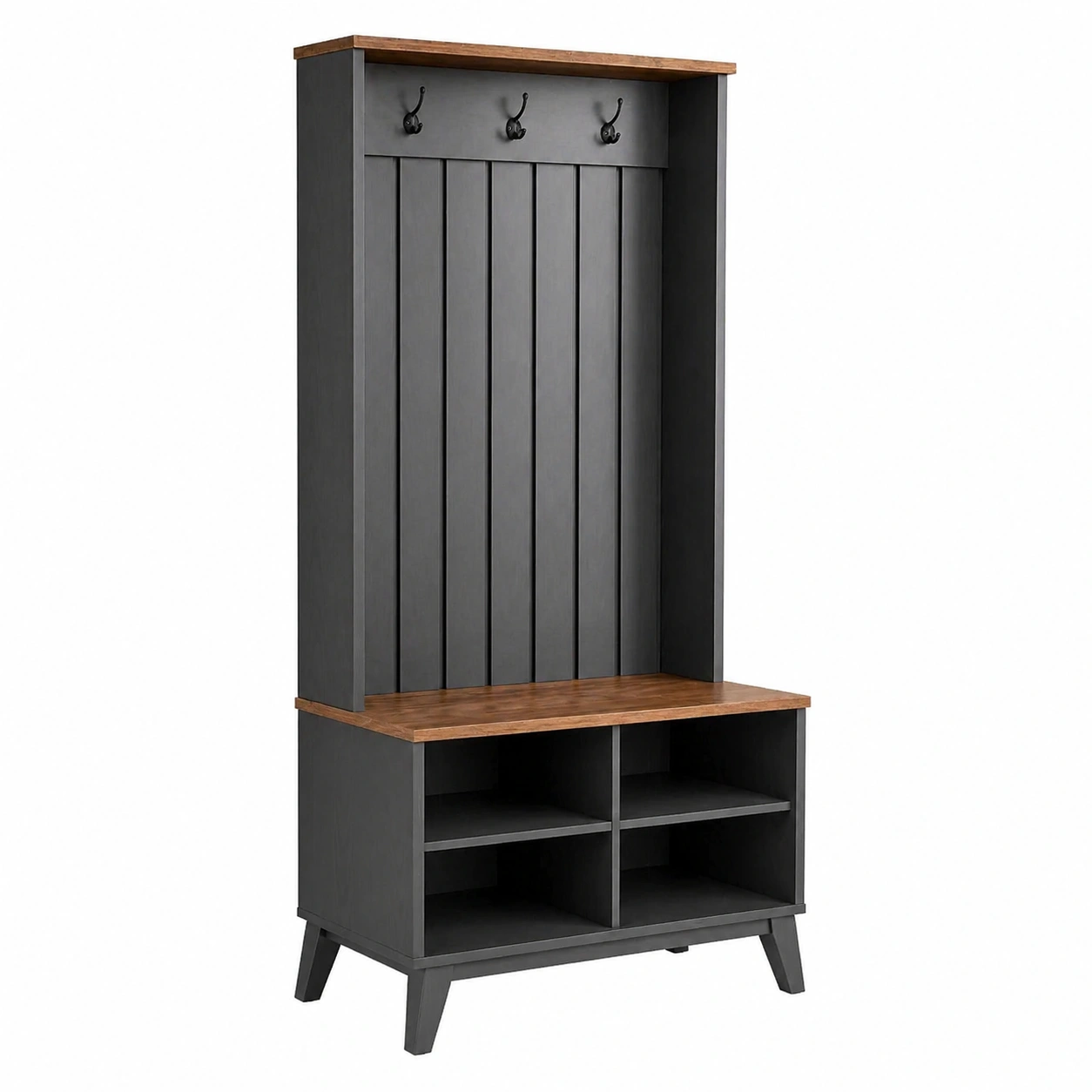 Mueble recibidor con perchero y banco de almacenamiento estilo moderno Negro-My Shop