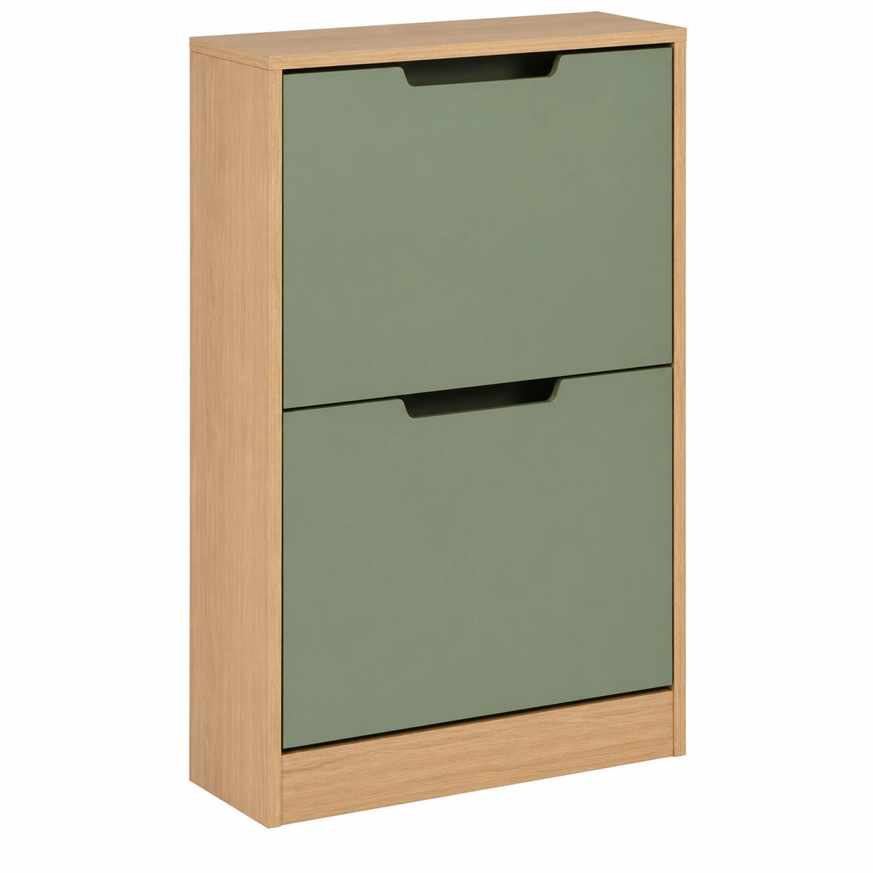 Zapatero moderno de 2 puertas abatibles con dise?o minimalista en verde oliva-My Shop