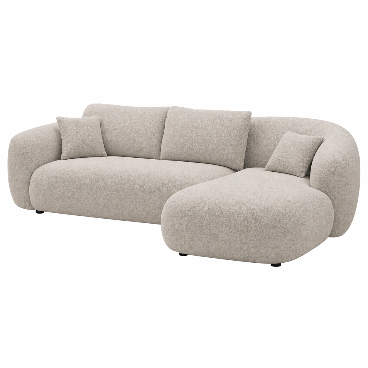 Sofá de 2 plazas con chaise longue orgánica y dise?o curvo tipo nube-My Shop