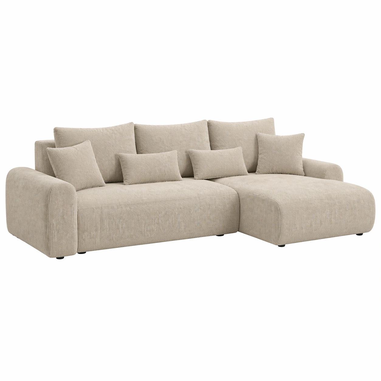 Sofá de 3 plazas con chaise longue dise?o moderno en tela acanalada-My Shop