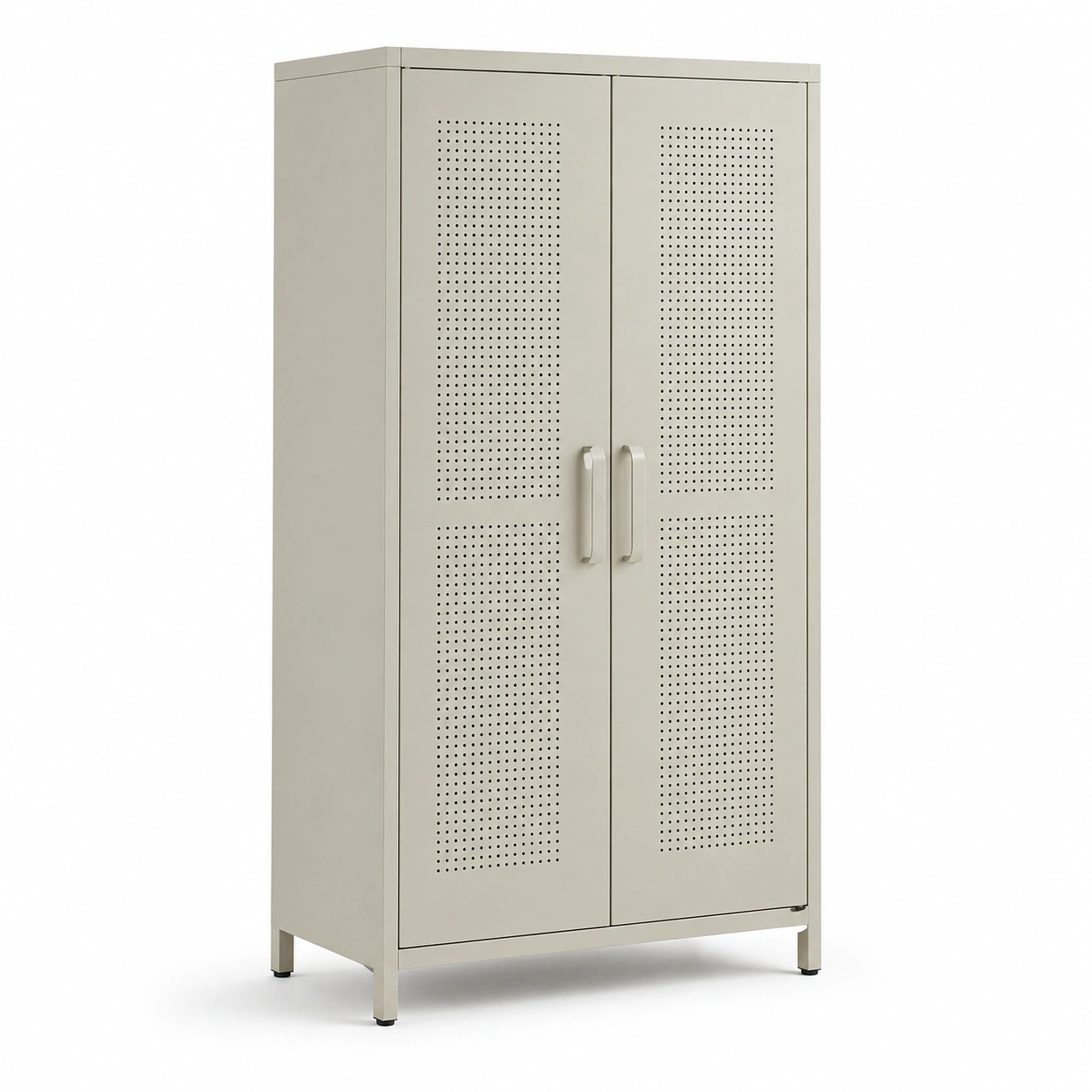 Armario de oficina metálico de 2 puertas con panel perforado color beige-My Shop