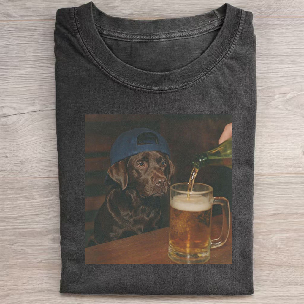 Silly Chocolate Labrador Drinking Beer T-Shirt