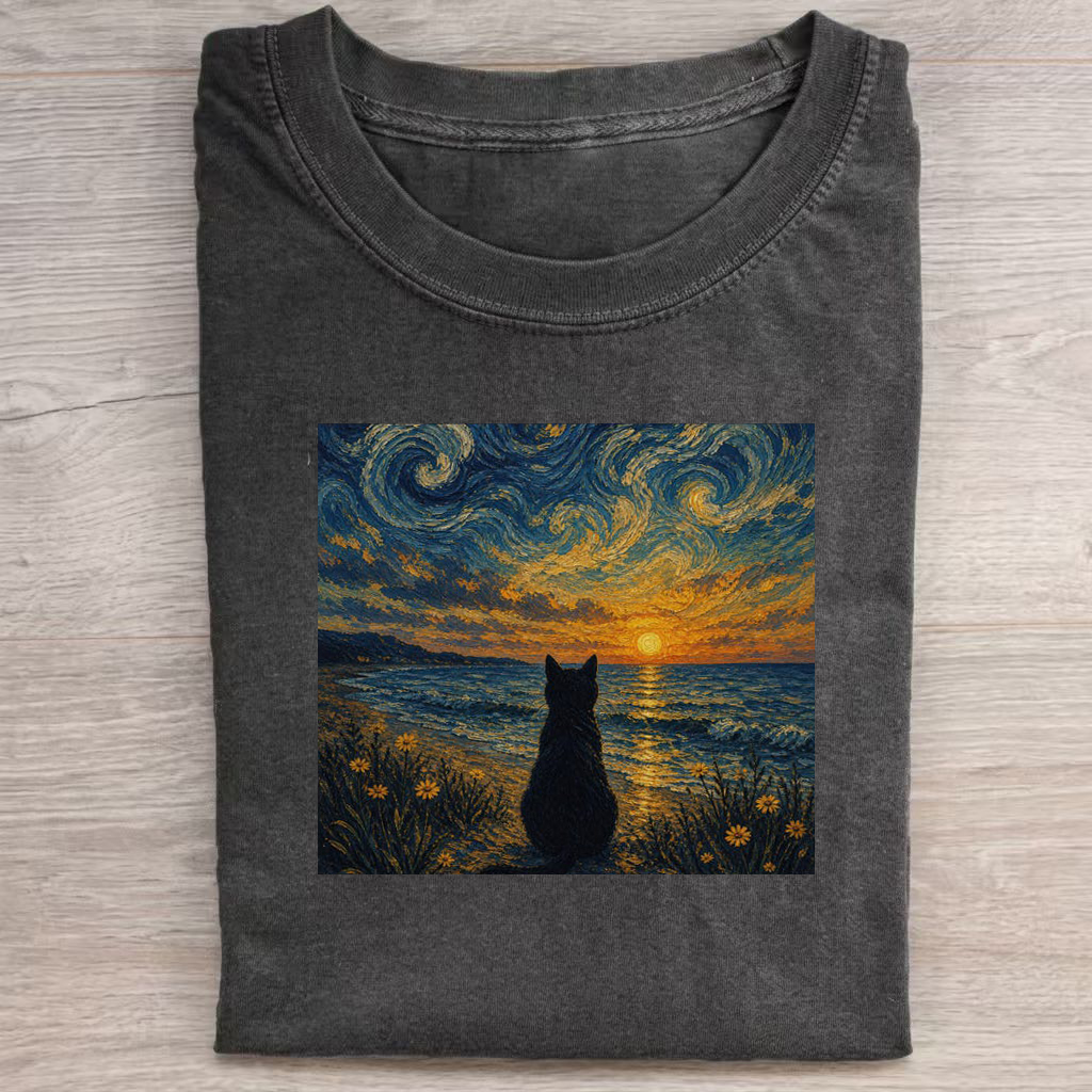 Summer Black Cat T-shirt