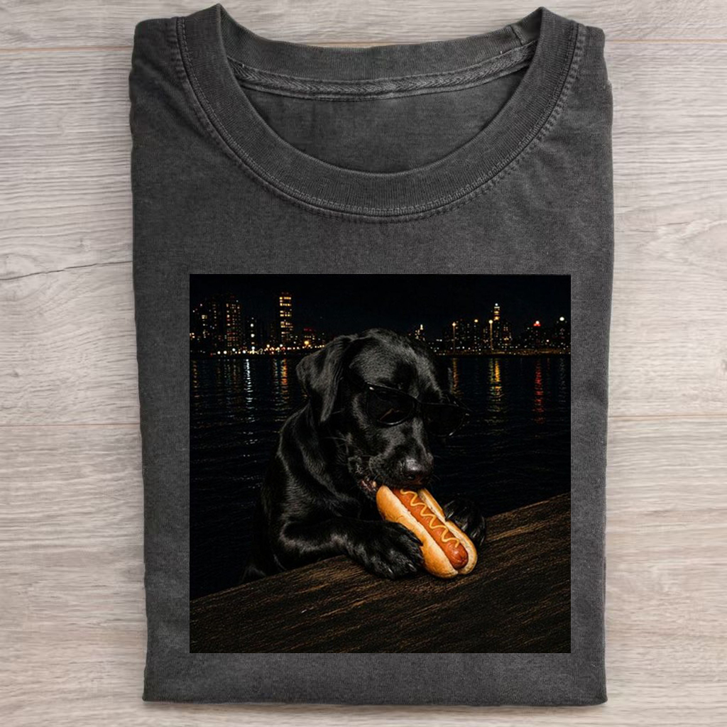 Black Labrador Hot Dog T-Shirt