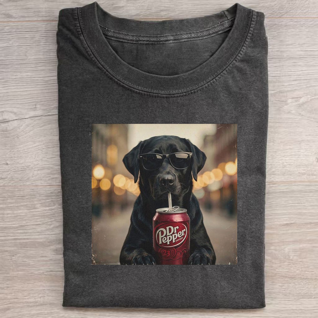 Black Labrador Drinking Dr Pepper T-Shirt