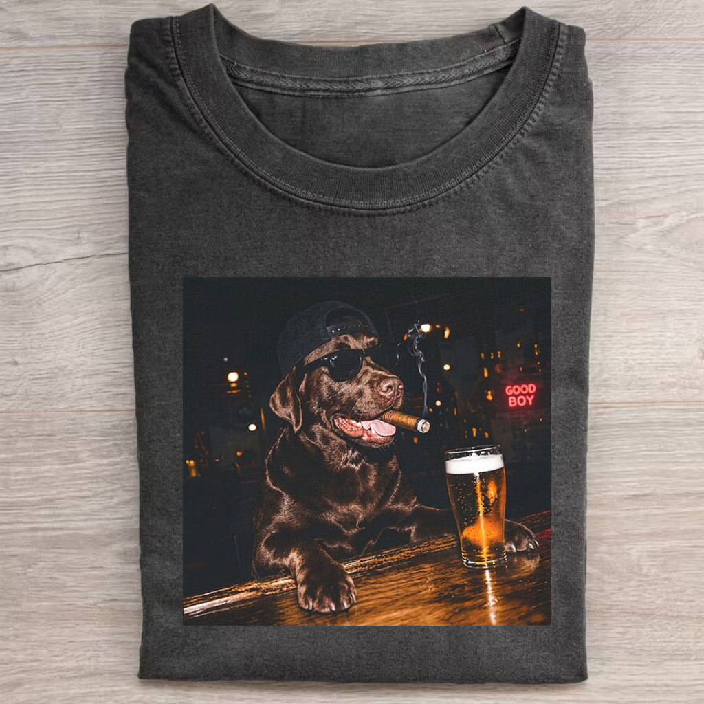 Chocolate Labrador Drinking Beer T-Shirt