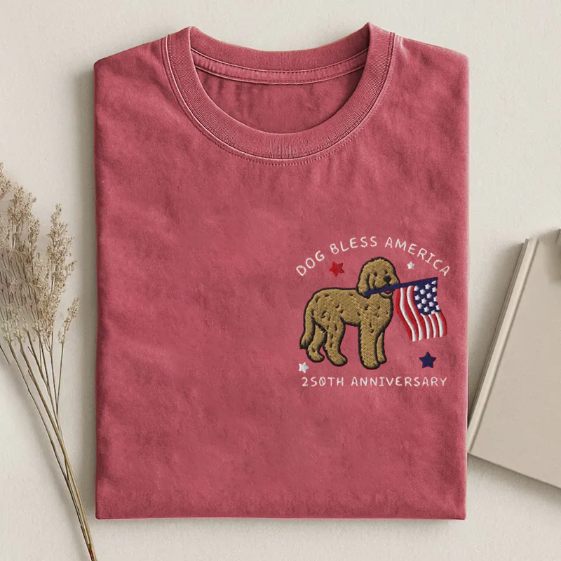 Embroidered Goldendoodle T-shirt Vintage Washed DTG Graphic Tee | ZalleStudio