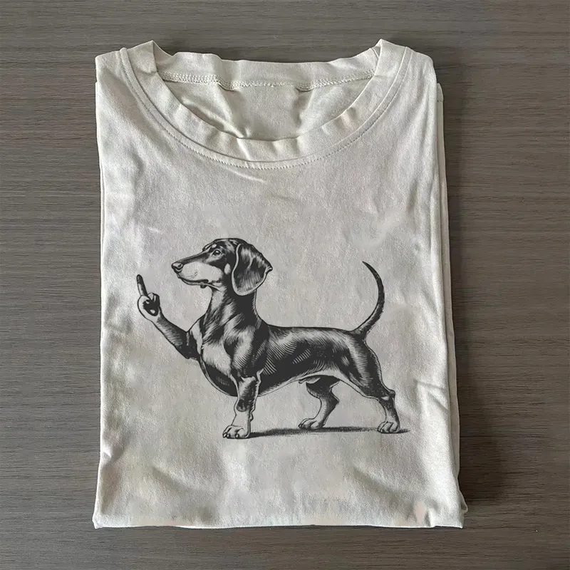 Rude Black Dachshund Dog T-shirt/Sweatshirt Vintage Washed DTG Graphic Tee | ZalleStudio