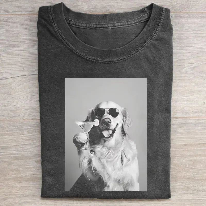 Vintage Funny Golden Retriever T-shirt Vintage Washed DTG Graphic Tee | ZalleStudio