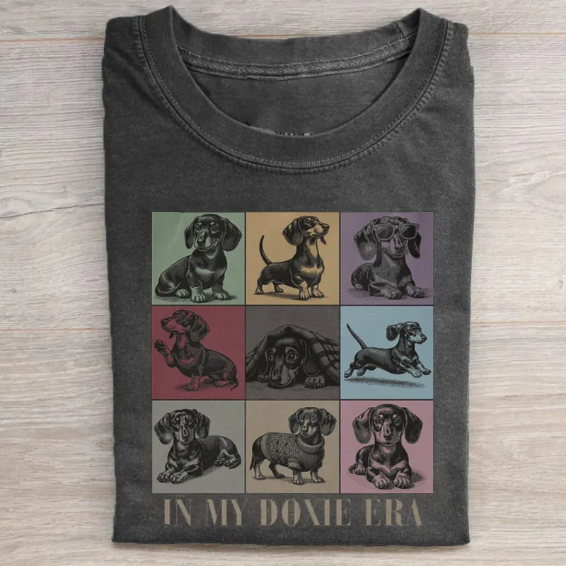 In My Doxie Dachshund Era T-shirt Vintage Washed DTG Graphic Tee | ZalleStudio