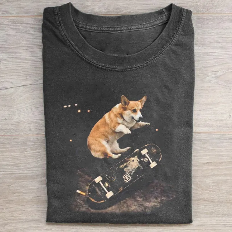 Funny Corgi Meme T-shirt Vintage Washed DTG Graphic Tee | ZalleStudio