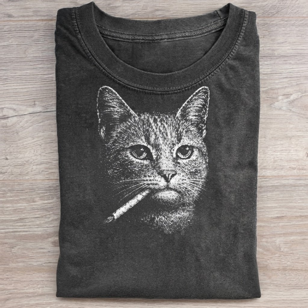 Funny Smoking Cat T-Shirt