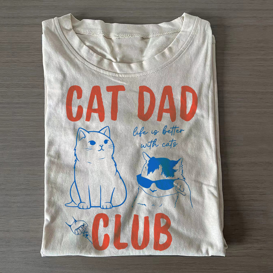 Cat Dad Club T-shirt Vintage Washed DTG Graphic Tee | ZalleStudio