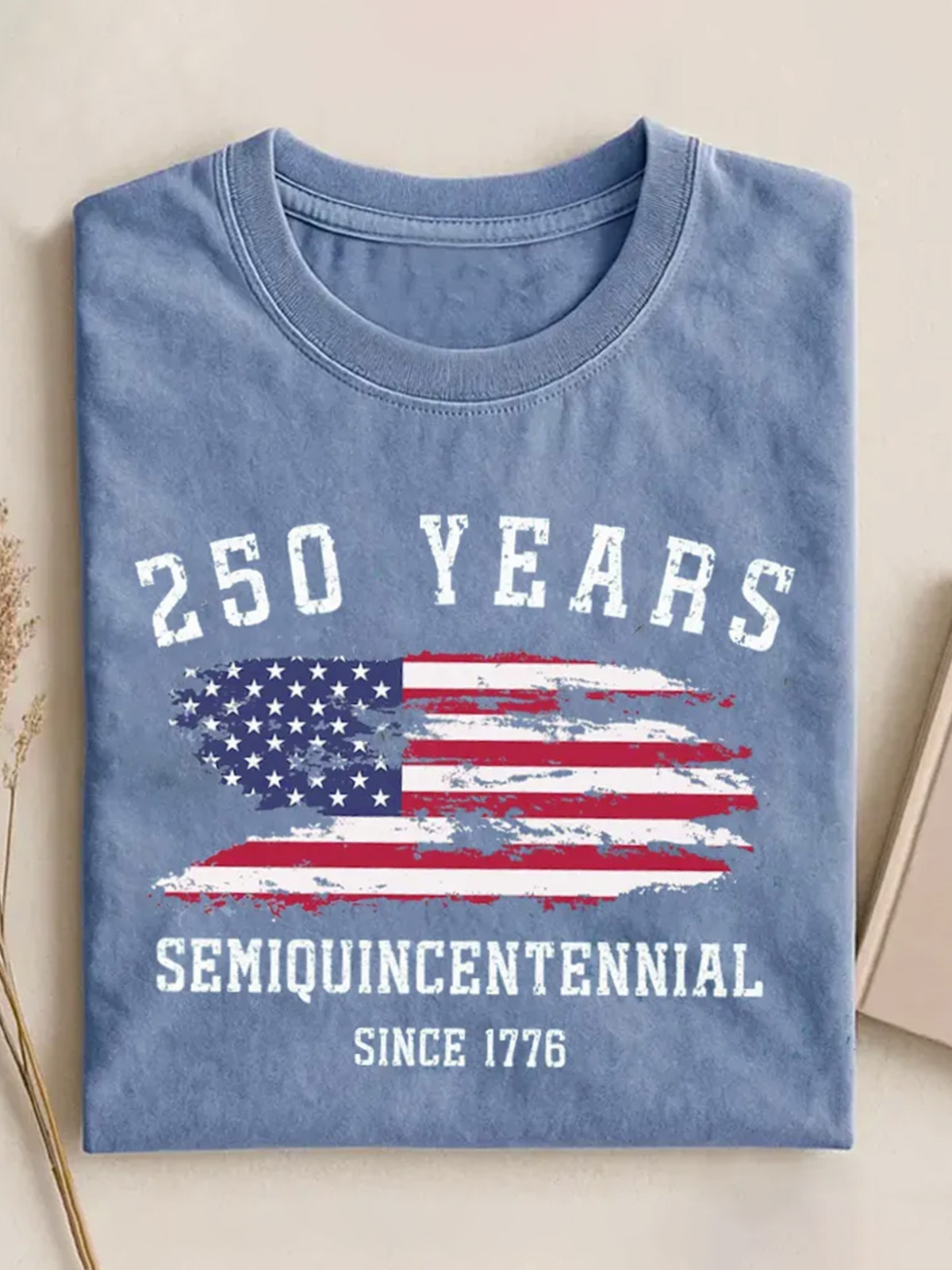 250th Anniversary Of American Independence Cotton Short Sleeve T-shirt Vintage Washed DTG Graphic Tee | ZalleStudio