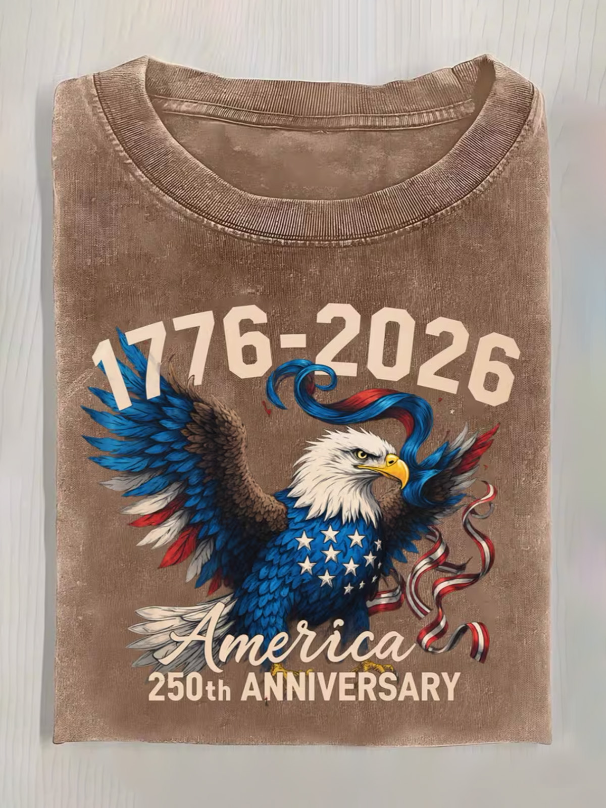America's 250th Anniversary Eagles Cotton Short Sleeve T-shirt Vintage Washed DTG Graphic Tee | ZalleStudio