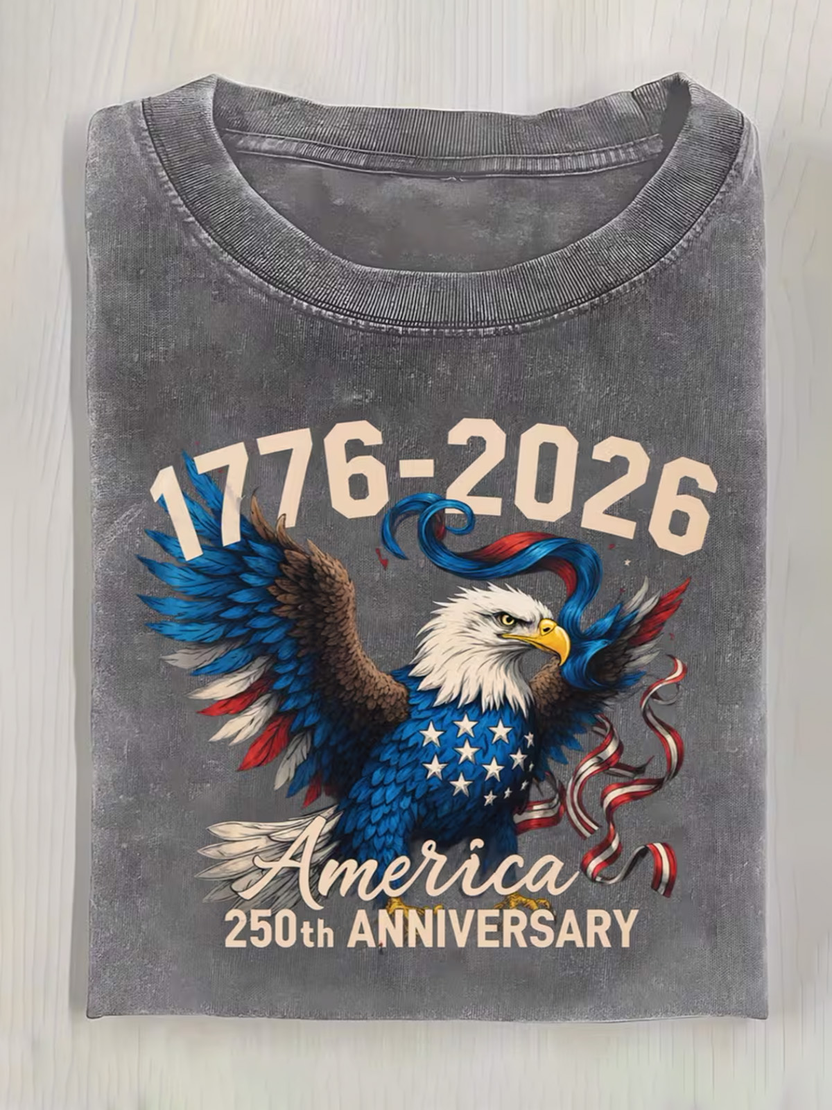 America's 250th Anniversary Eagles Cotton Short Sleeve T-shirt Vintage Washed DTG Graphic Tee | ZalleStudio