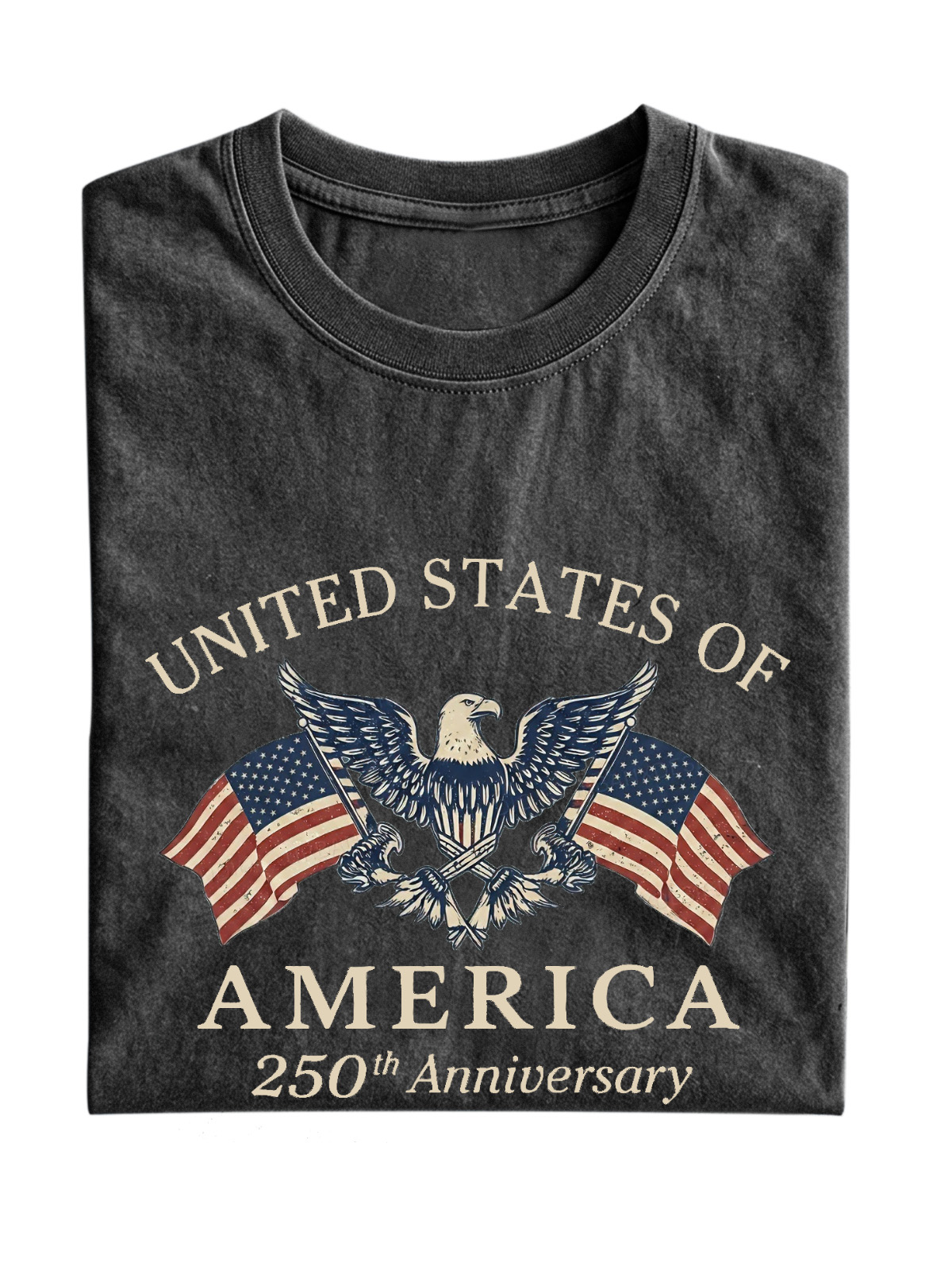 Vintage American 250 Anniversary Cotton Short Sleeve T-Shirt Vintage Washed DTG Graphic Tee | ZalleStudio