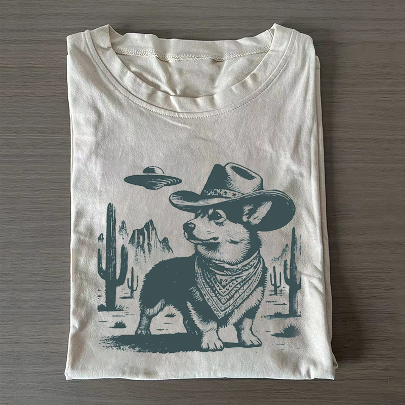 Vintage Corgi UFO T-shirt Vintage Washed DTG Graphic Tee | ZalleStudio