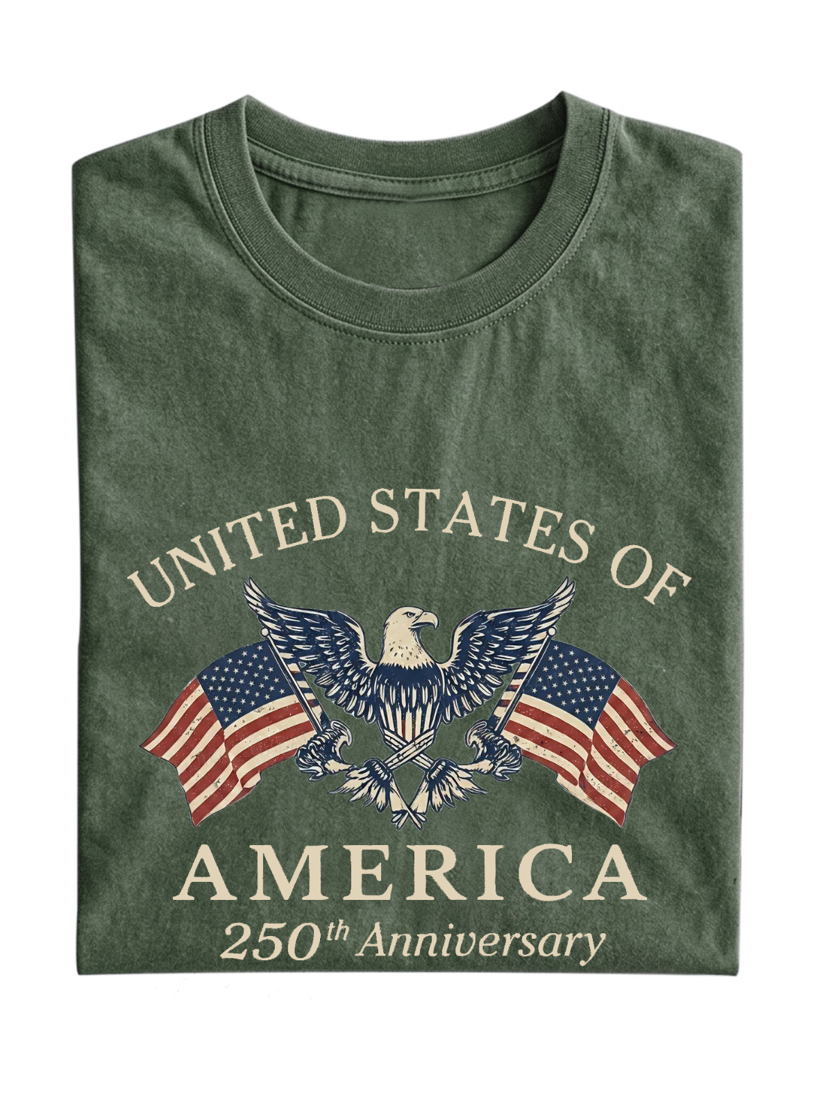 Vintage American 250 Anniversary Cotton Short Sleeve T-Shirt Vintage Washed DTG Graphic Tee | ZalleStudio