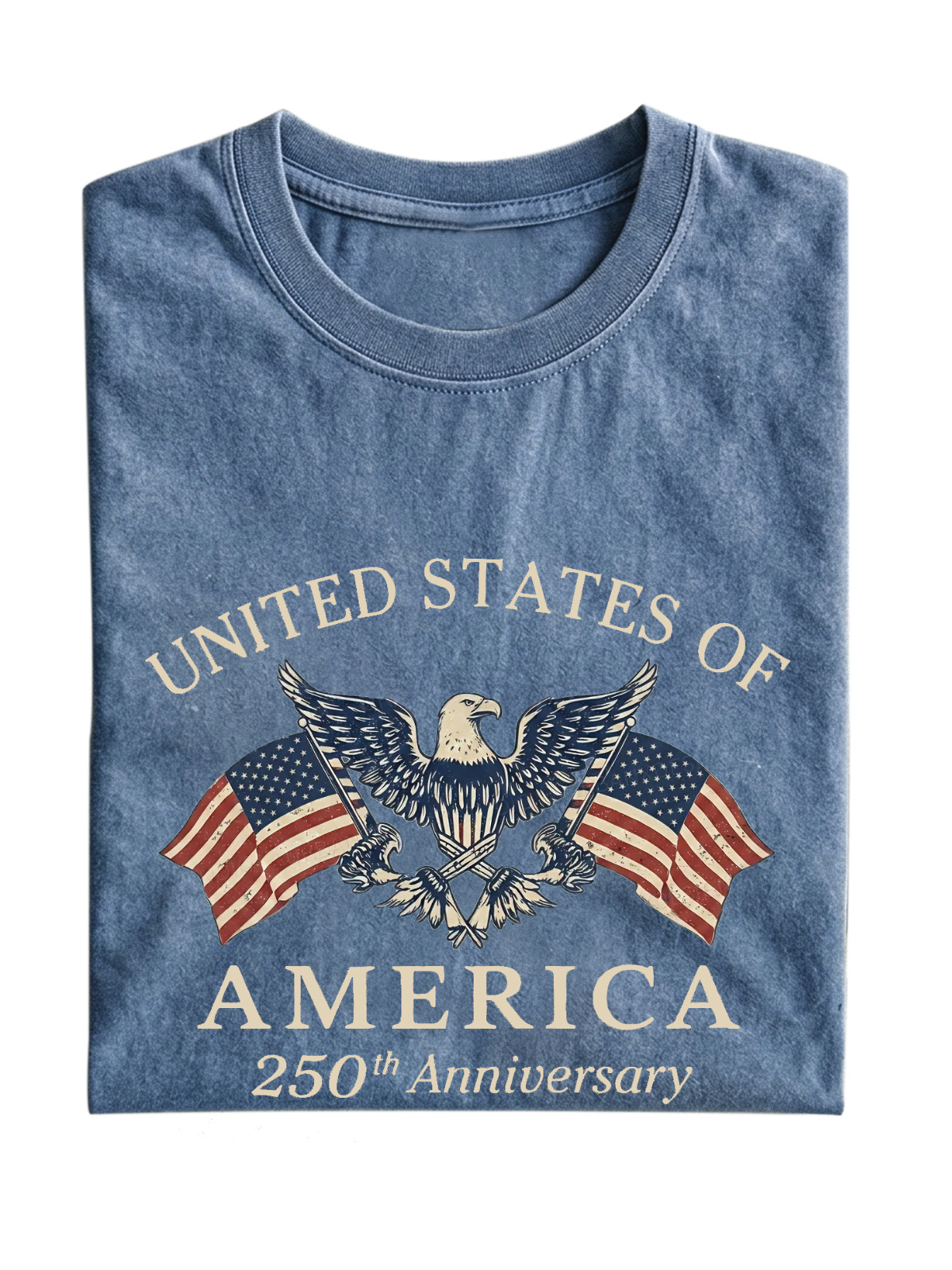 Vintage American 250 Anniversary Cotton Short Sleeve T-Shirt Vintage Washed DTG Graphic Tee | ZalleStudio