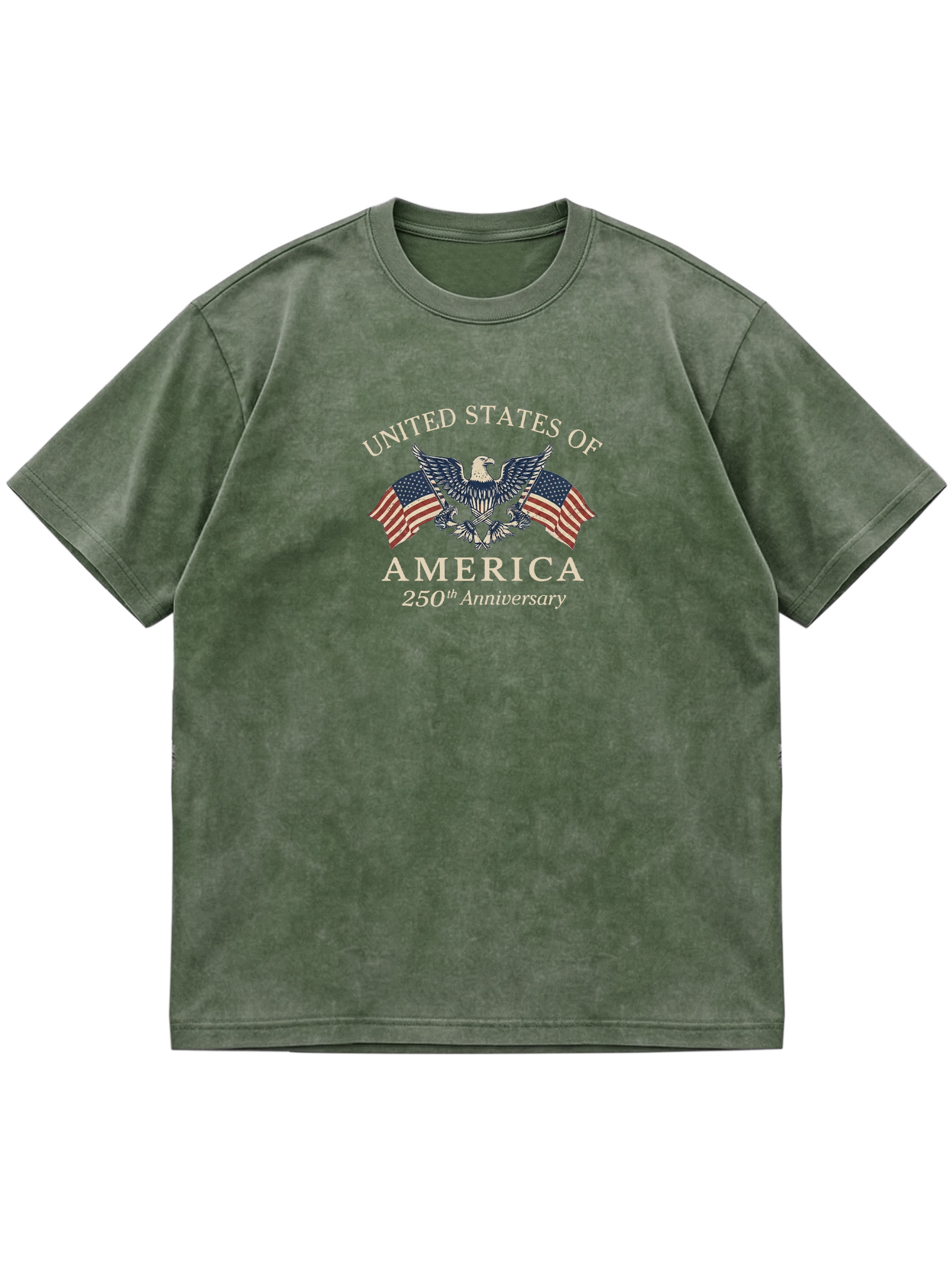 Vintage American 250 Anniversary Cotton Short Sleeve T-Shirt Vintage Washed DTG Graphic Tee | ZalleStudio