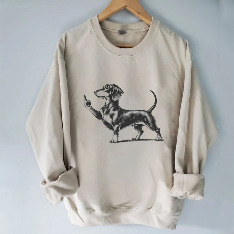 Rude Black Dachshund Dog T-shirt/Sweatshirt Vintage Washed DTG Graphic Tee | ZalleStudio