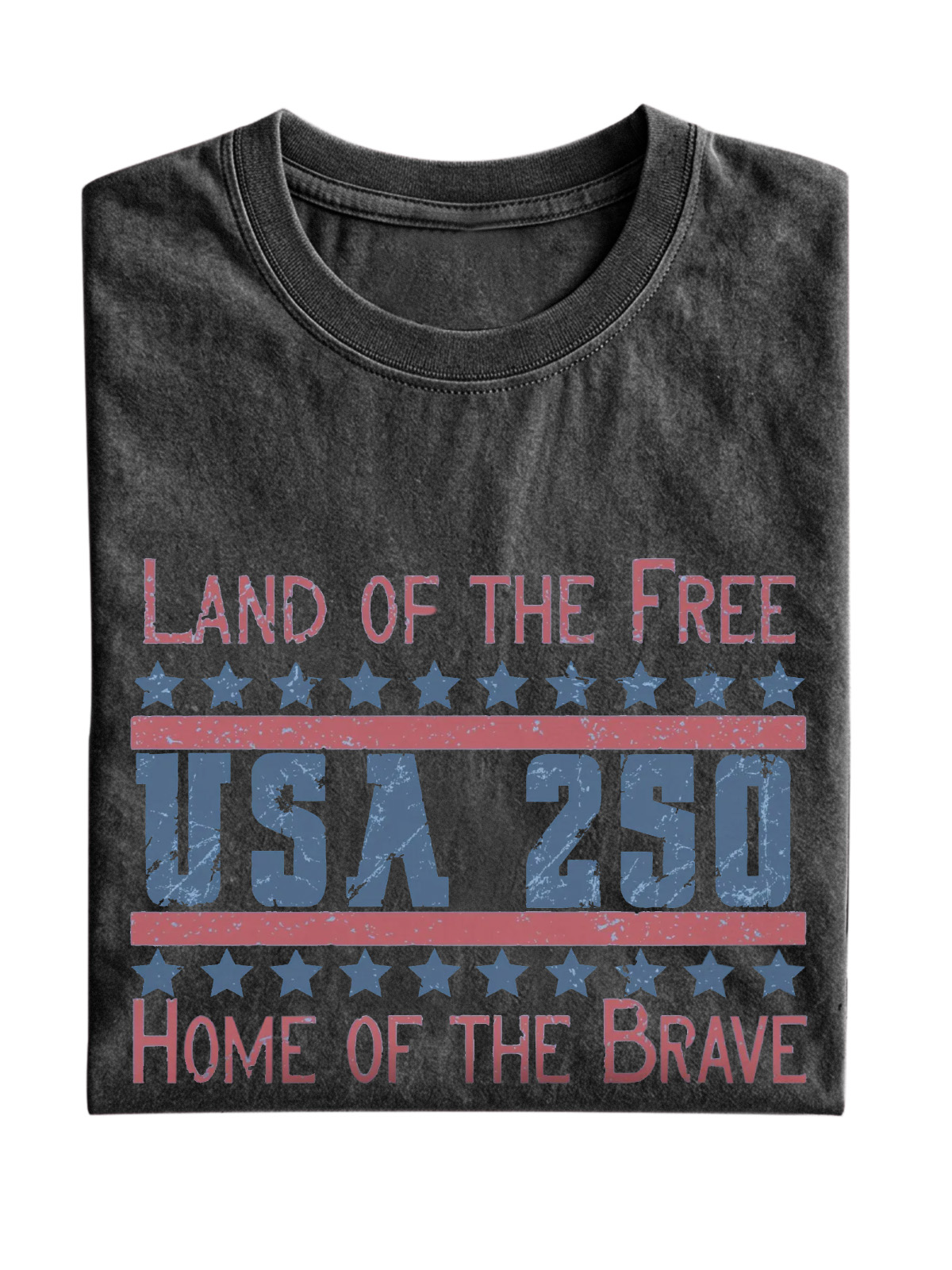 Land Of The Free Usa 250 Cotton Short-sleeved T-shirt Vintage Washed DTG Graphic Tee | ZalleStudio