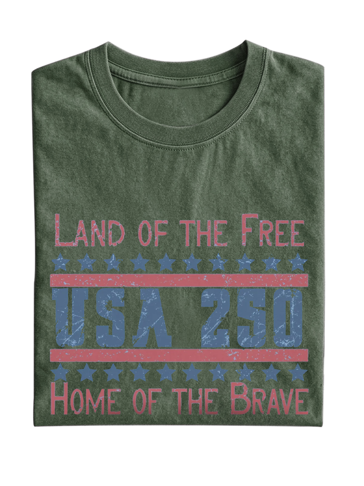 Land Of The Free Usa 250 Cotton Short-sleeved T-shirt Vintage Washed DTG Graphic Tee | ZalleStudio