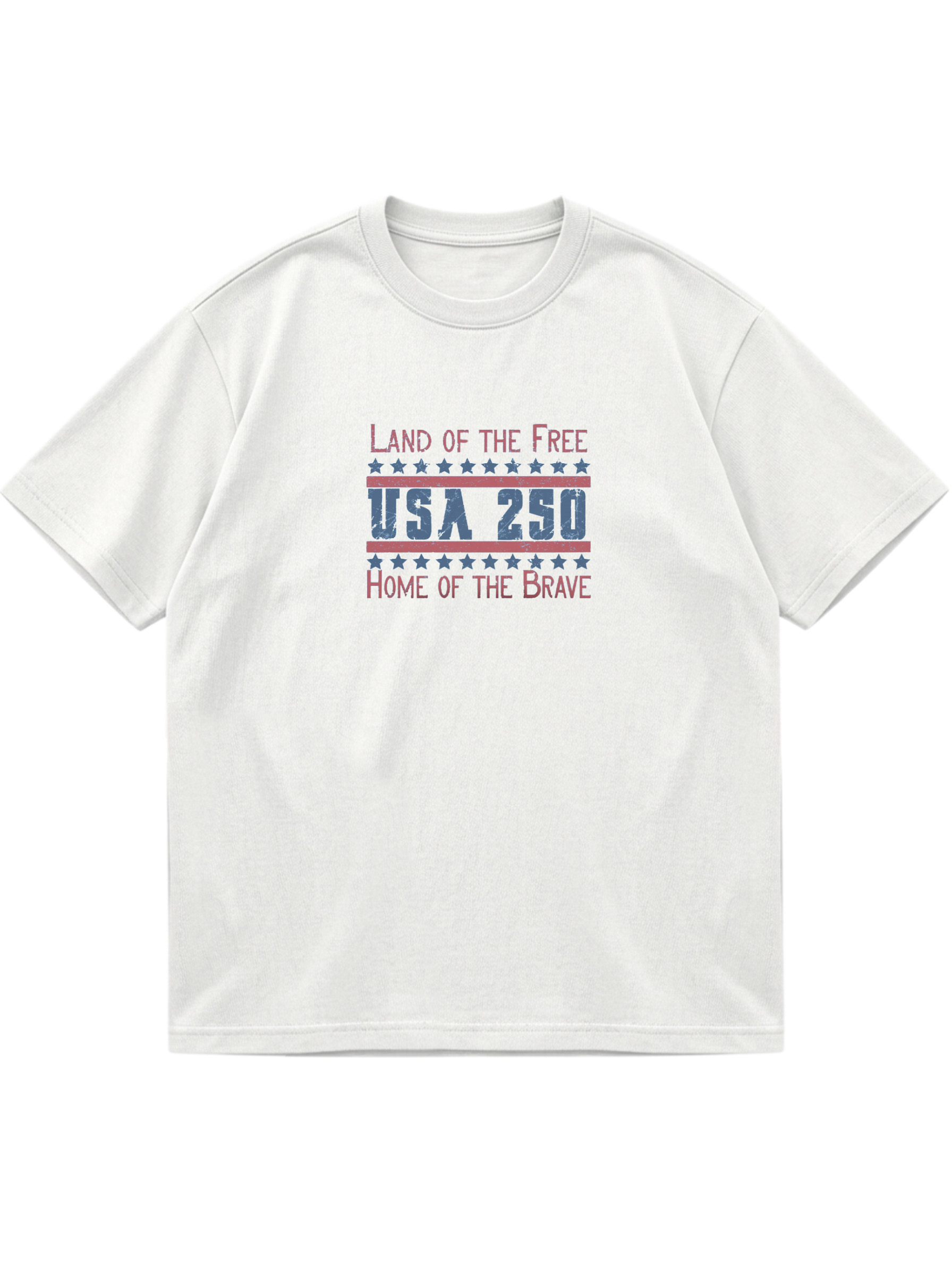 Land Of The Free Usa 250 Cotton Short-sleeved T-shirt Vintage Washed DTG Graphic Tee | ZalleStudio