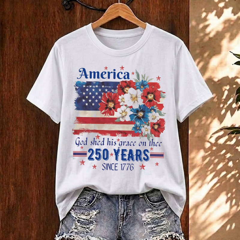 America 250 Anniversary T-shirt Vintage Washed DTG Graphic Tee | ZalleStudio