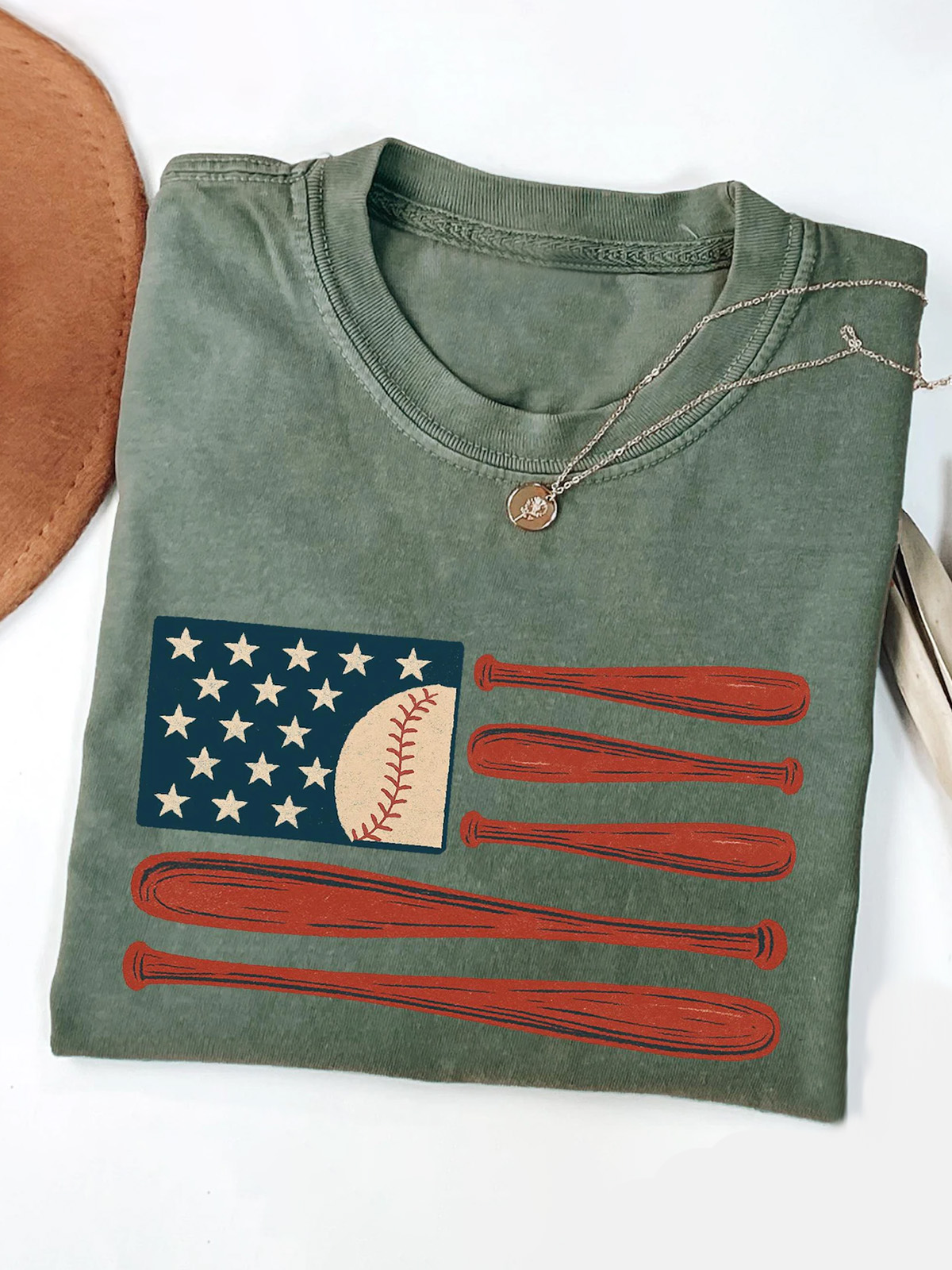 Vintage American Baseball Cotton Short Sleeve T-shirt Vintage Washed DTG Graphic Tee | ZalleStudio