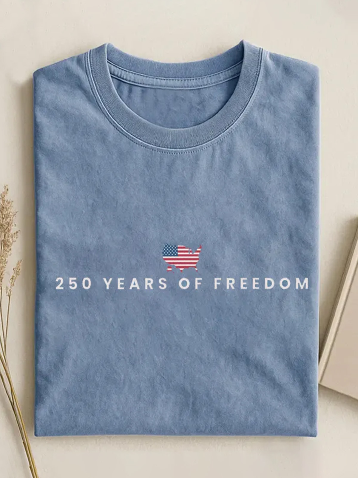 250th Anniversary Of American Independence Cotton Short Sleeve T-shirt Vintage Washed DTG Graphic Tee | ZalleStudio