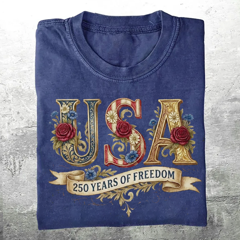 USA 250th Anniversary T-shirt Vintage Washed DTG Graphic Tee | ZalleStudio