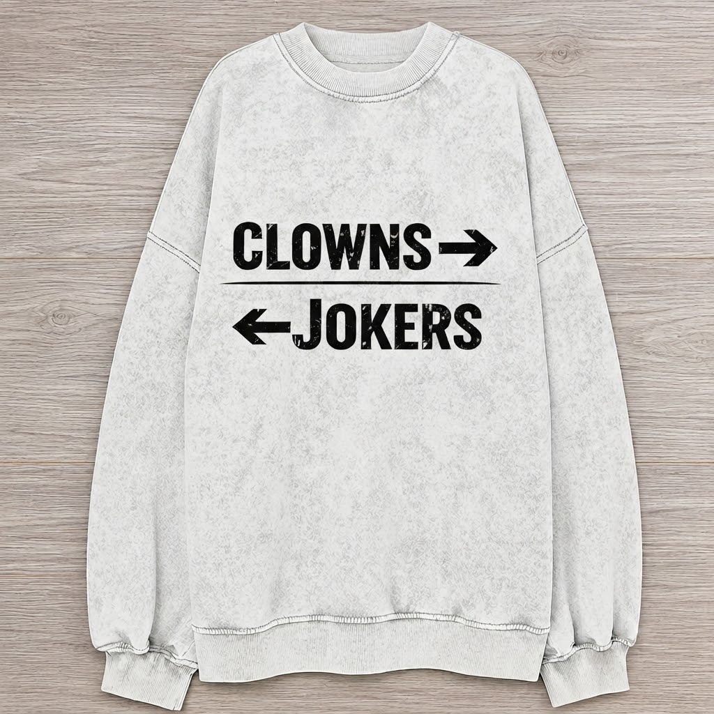 Clowns on the left, Jokers on the right.  T-Shirt