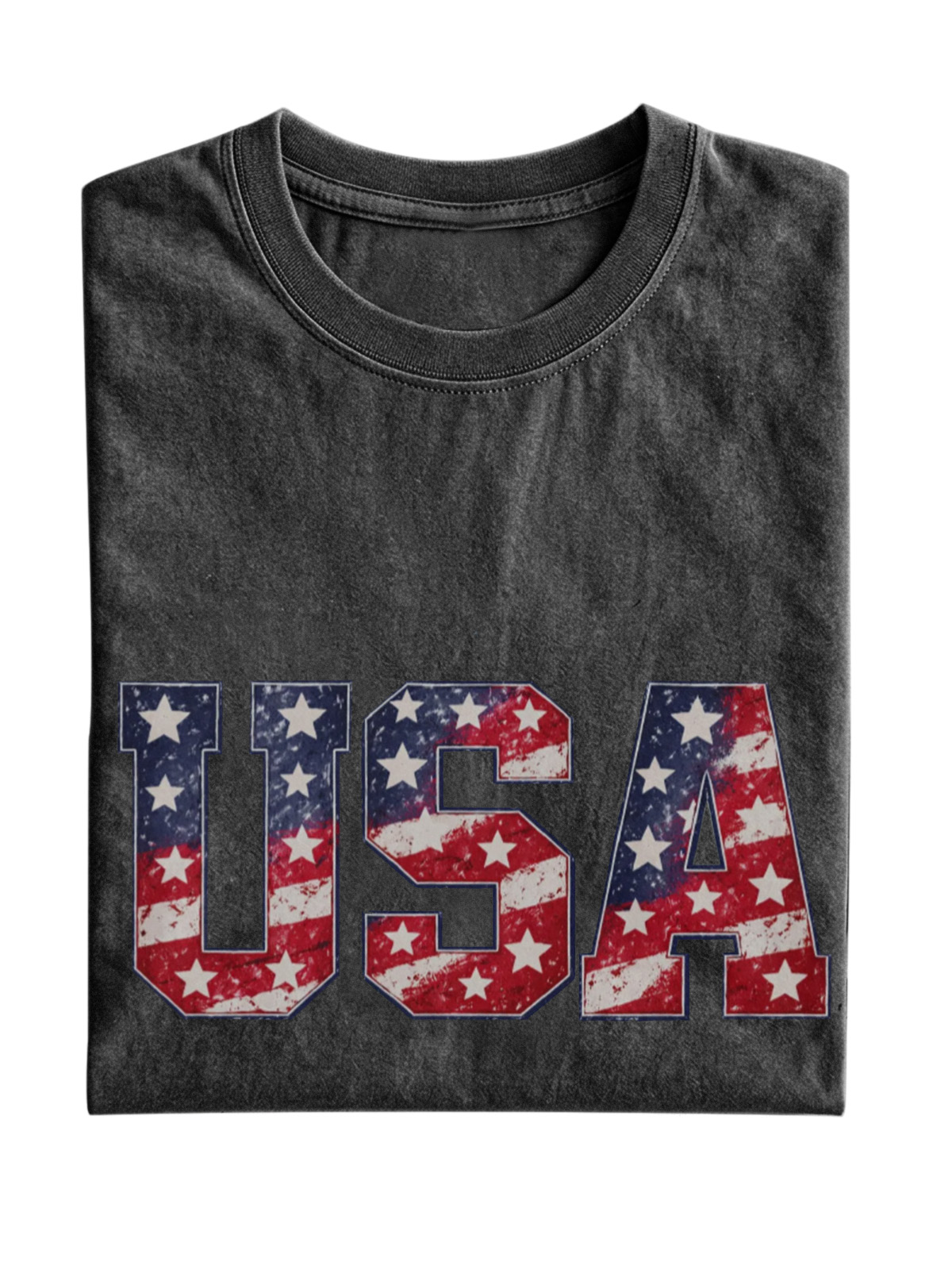 Usa Cotton Short-sleeve T-shirt Vintage Washed DTG Graphic Tee | ZalleStudio