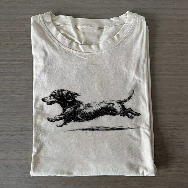 Vintage Running Dachshund T-shirt Vintage Washed DTG Graphic Tee | ZalleStudio