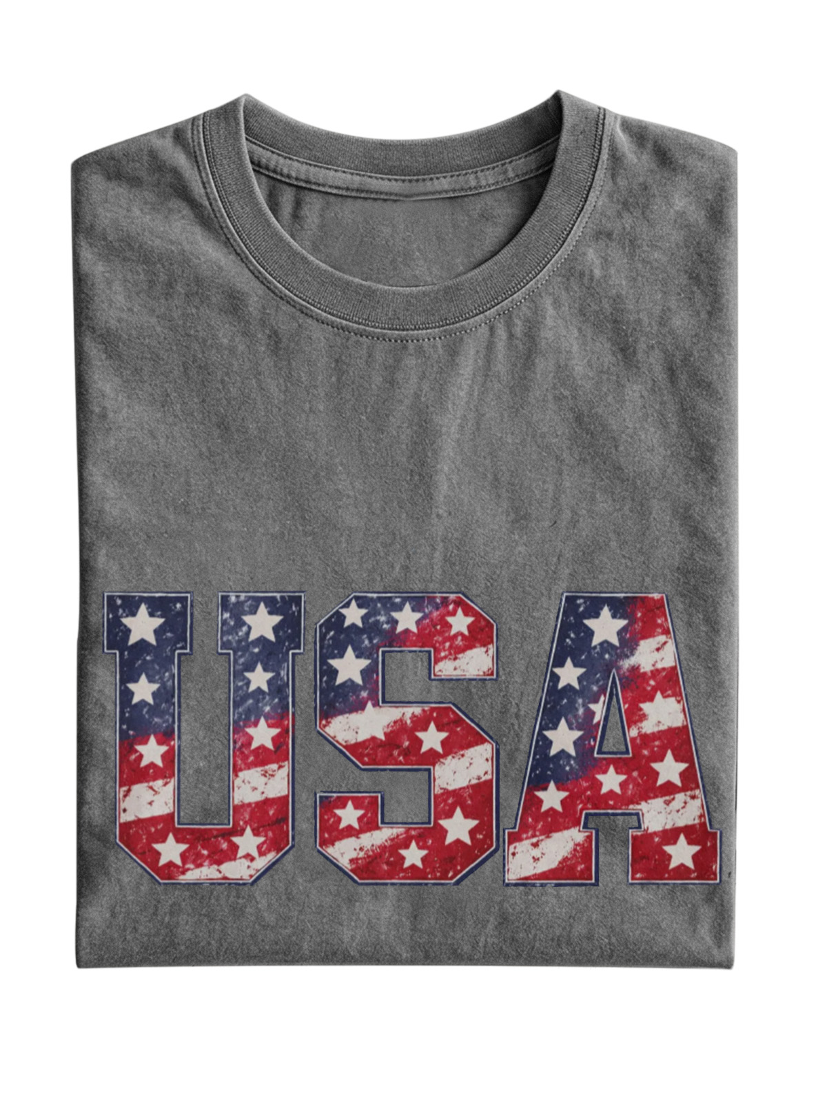 Usa Cotton Short-sleeve T-shirt Vintage Washed DTG Graphic Tee | ZalleStudio