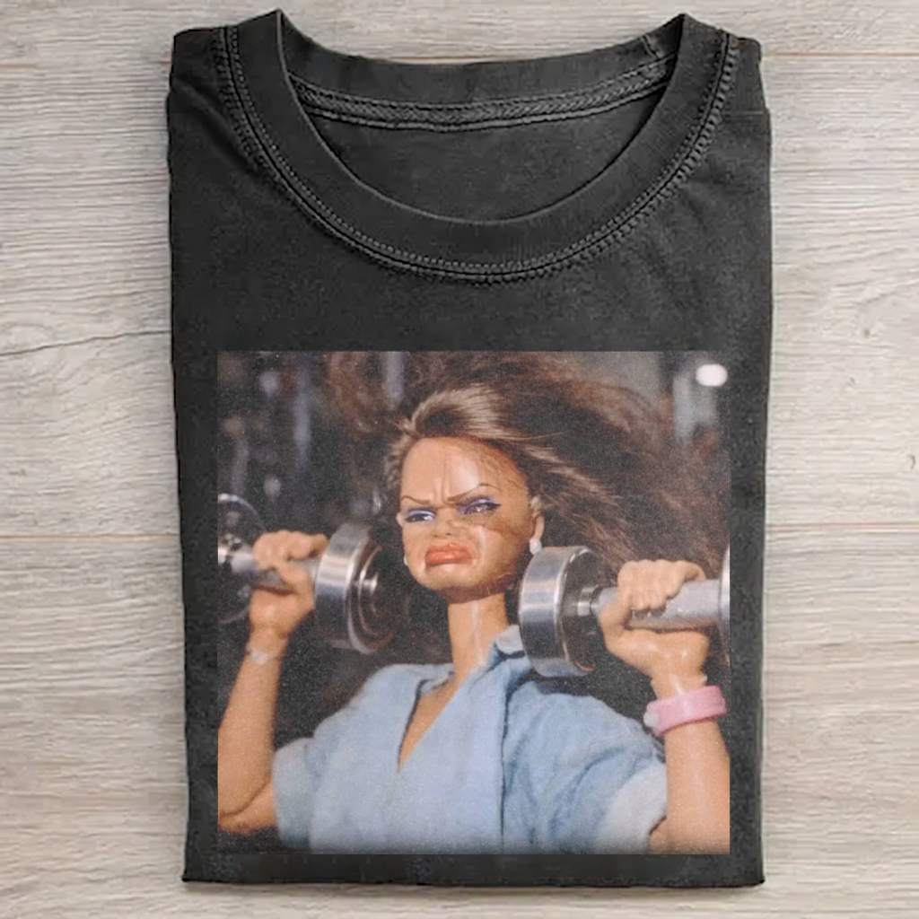 DOLL FACE MEME SHE'S BUILT DIFFERENT TEE Vintage Washed DTG Graphic Tee | ZalleStudio