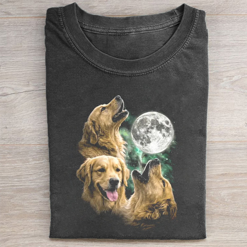 Three Golden Retrievers T-shirt Vintage Washed DTG Graphic Tee | ZalleStudio