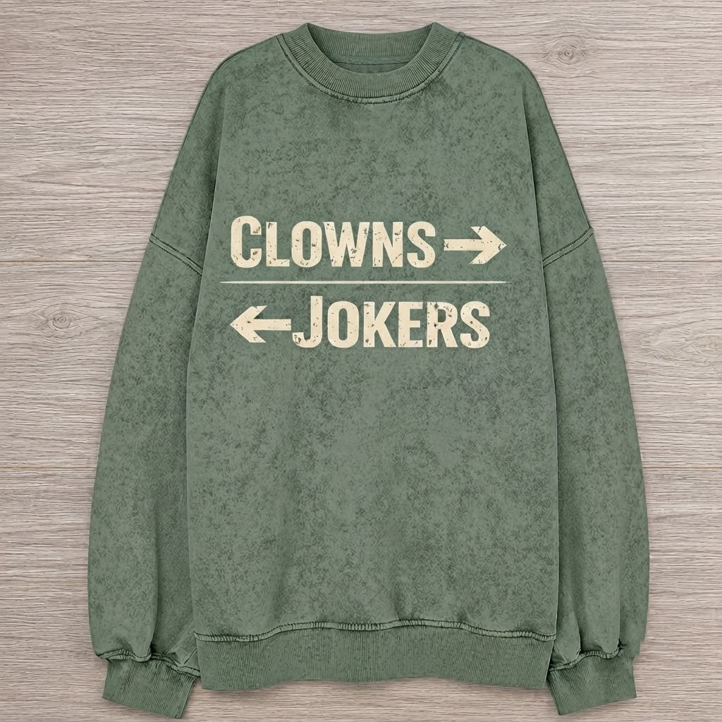 Clowns on the left, Jokers on the right.  T-Shirt