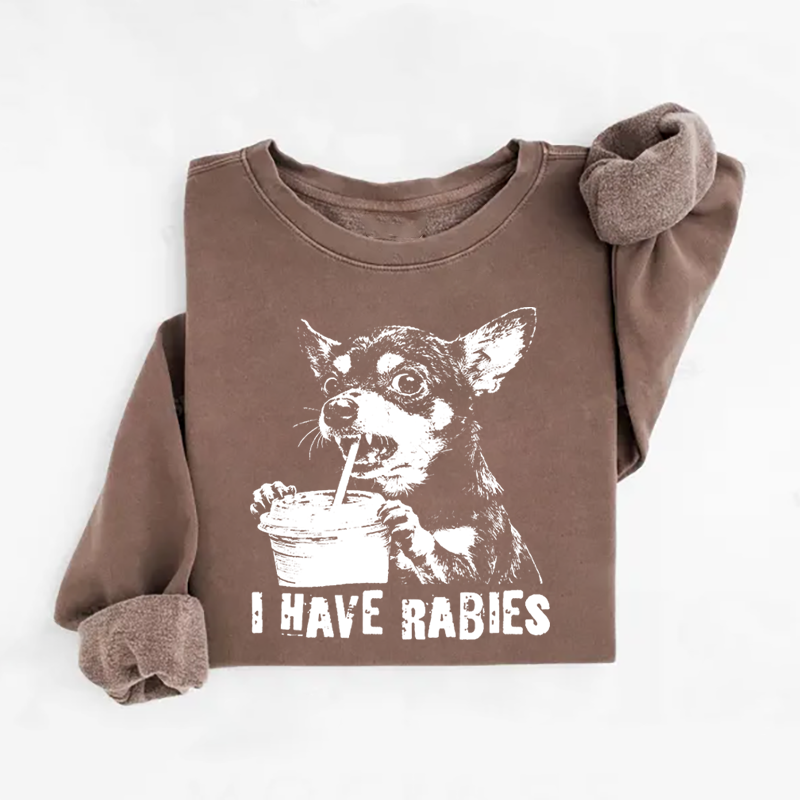 Retro I Have Rabbies Chihuahua Sweatshirt Vintage Washed DTG Graphic Tee | ZalleStudio