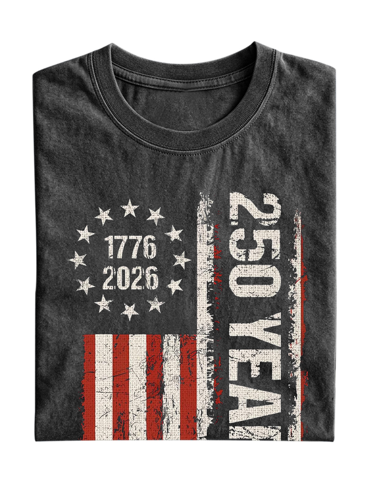 Retro U.S. 250th Anniversary Commemorative Cotton Short-sleeve T-shirt Vintage Washed DTG Graphic Tee | ZalleStudio