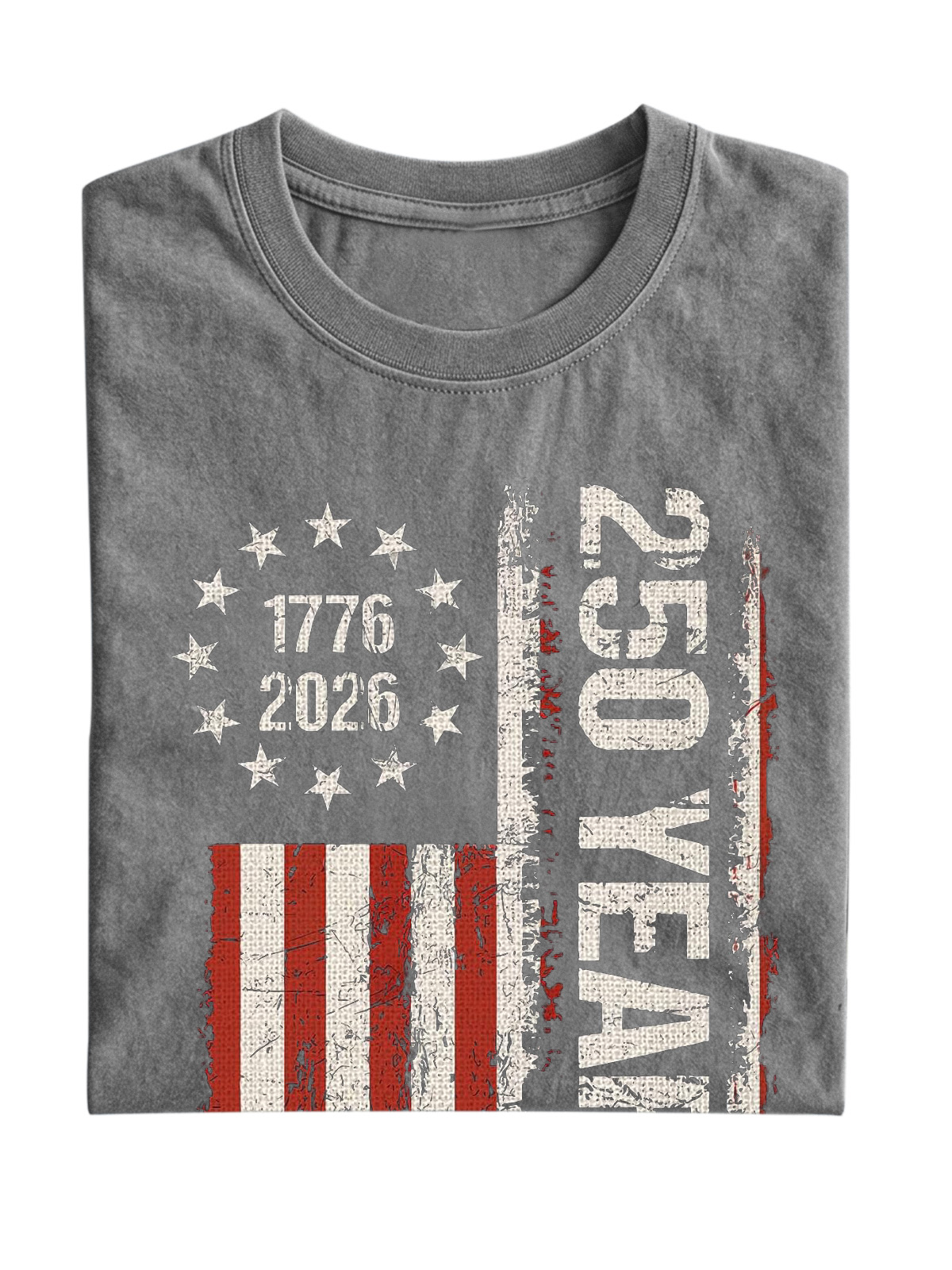 Retro U.S. 250th Anniversary Commemorative Cotton Short-sleeve T-shirt Vintage Washed DTG Graphic Tee | ZalleStudio