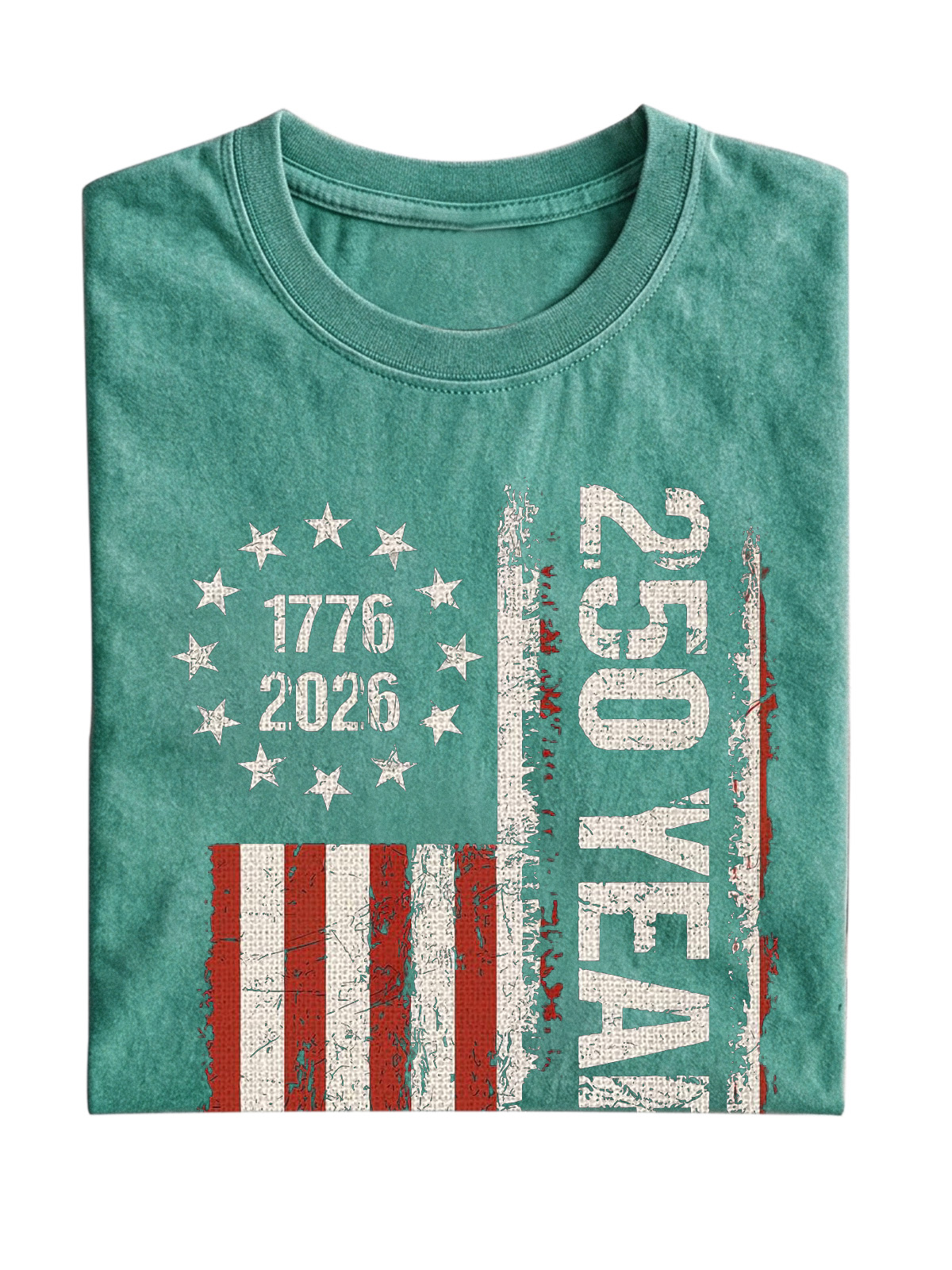 Retro U.S. 250th Anniversary Commemorative Cotton Short-sleeve T-shirt Vintage Washed DTG Graphic Tee | ZalleStudio