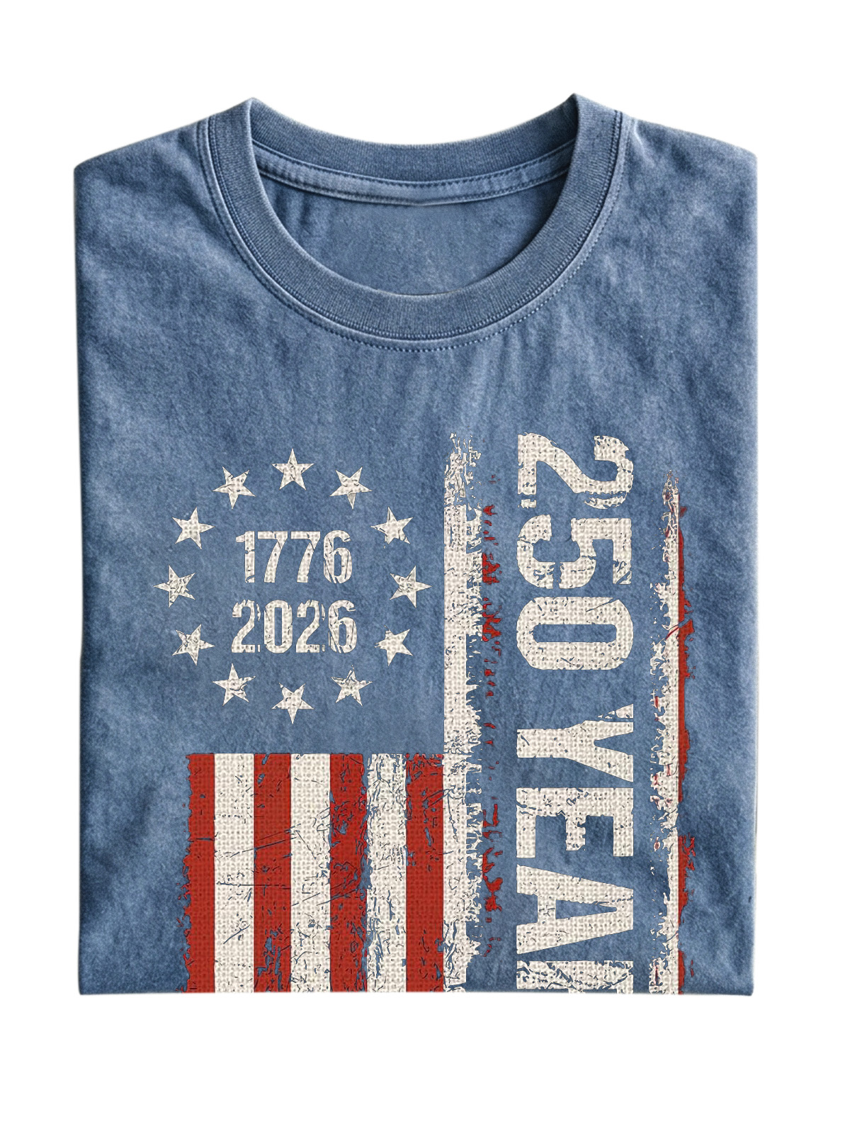 Retro U.S. 250th Anniversary Commemorative Cotton Short-sleeve T-shirt Vintage Washed DTG Graphic Tee | ZalleStudio