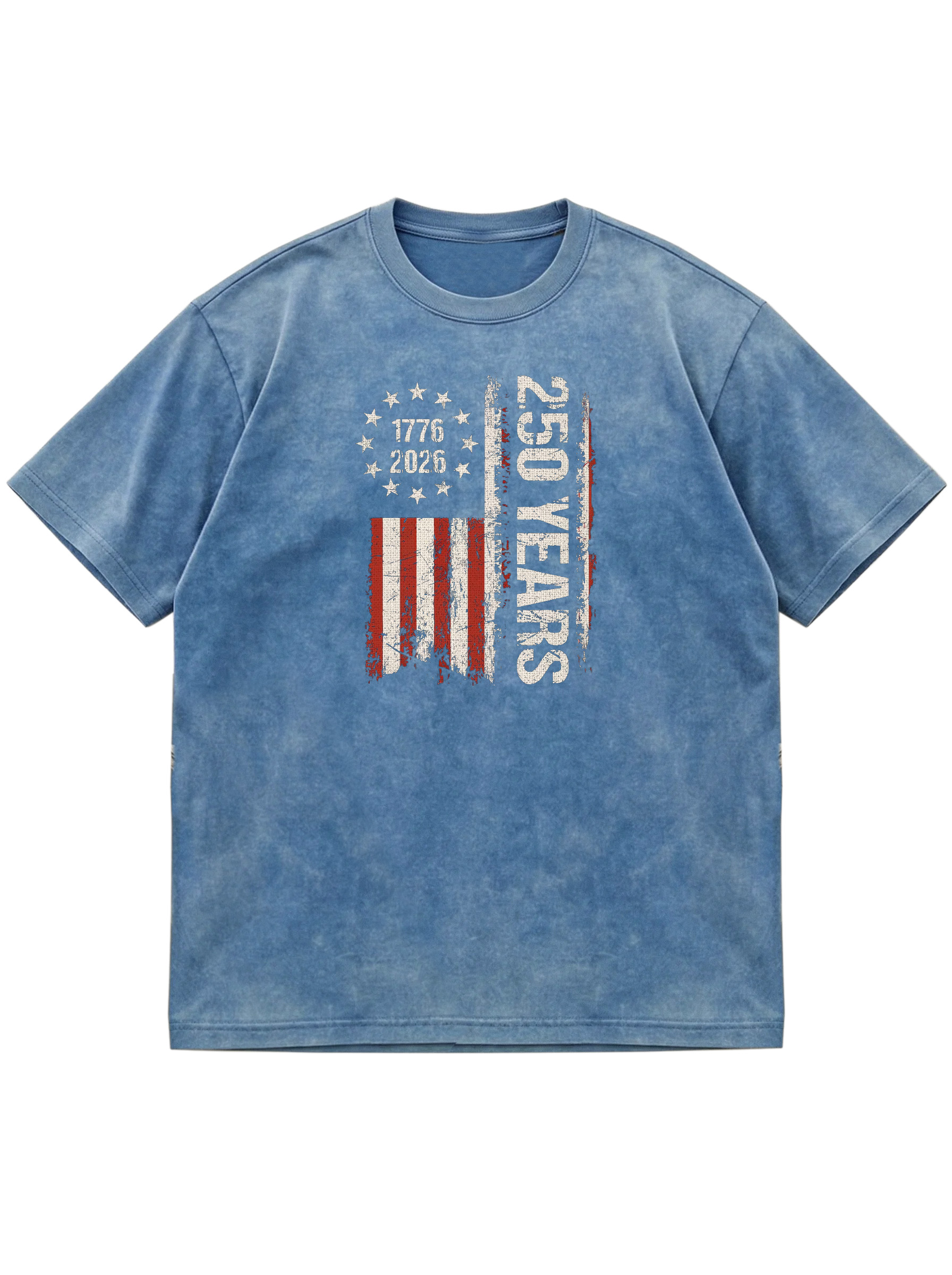 Retro U.S. 250th Anniversary Commemorative Cotton Short-sleeve T-shirt Vintage Washed DTG Graphic Tee | ZalleStudio